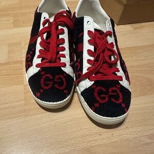 Gucci Red and Black Patterned Sneakers